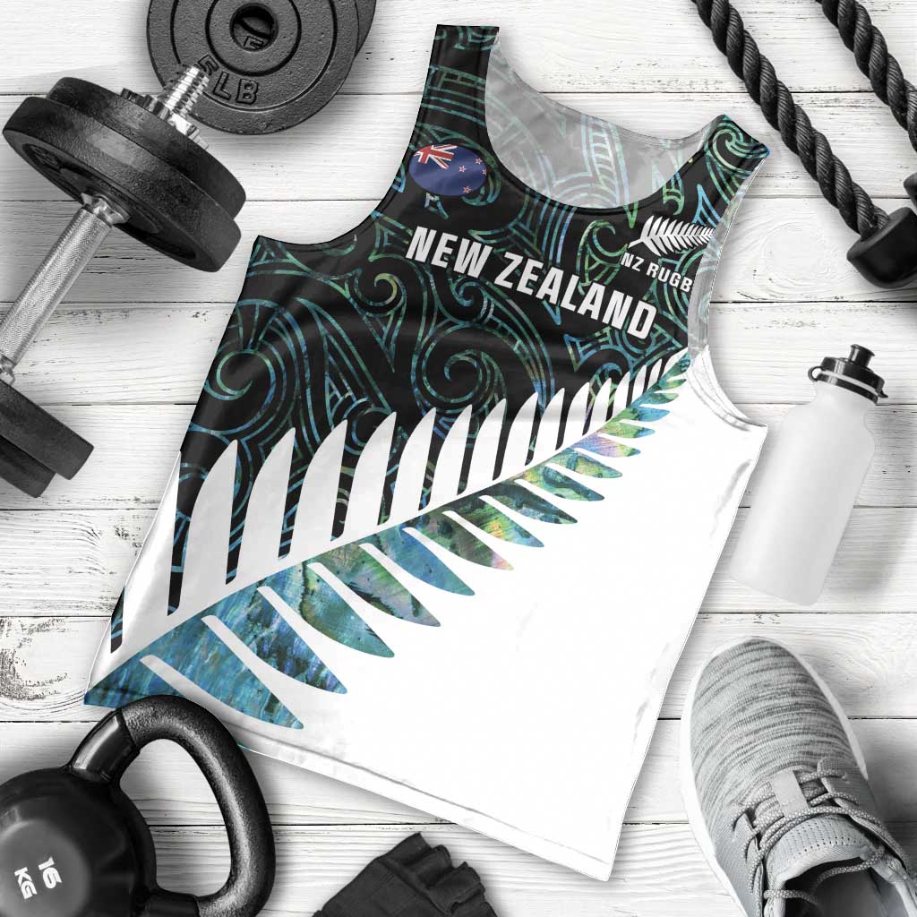 New Zealand Silver Fern Rugby Custom Men Tank Top Go All Black Turquoise Maori Paua Shell - Aussie Hoodie