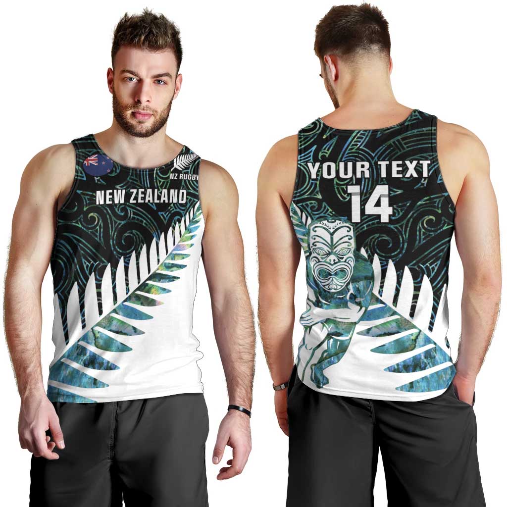 New Zealand Silver Fern Rugby Custom Men Tank Top Go All Black Turquoise Maori Paua Shell - Aussie Hoodie