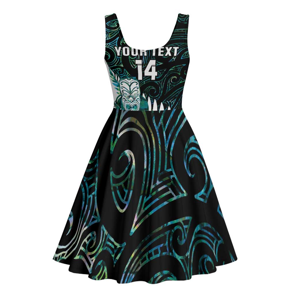 New Zealand Silver Fern Rugby Custom Midi Dress Go All Black Turquoise Maori Paua Shell - Aussie Hoodie