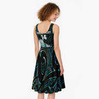 New Zealand Silver Fern Rugby Custom Midi Dress Go All Black Turquoise Maori Paua Shell - Aussie Hoodie