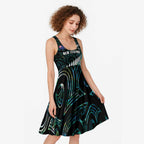 New Zealand Silver Fern Rugby Custom Midi Dress Go All Black Turquoise Maori Paua Shell - Aussie Hoodie