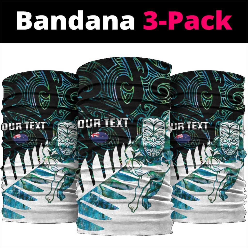 New Zealand Silver Fern Rugby Custom Neck Gaiter Go All Black Turquoise Maori Paua Shell - Aussie Hoodie