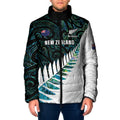 New Zealand Silver Fern Rugby Custom Padded Jacket Go All Black Turquoise Maori Paua Shell - Aussie Hoodie