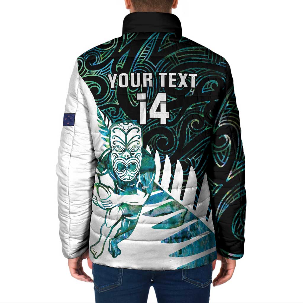 New Zealand Silver Fern Rugby Custom Padded Jacket Go All Black Turquoise Maori Paua Shell - Aussie Hoodie