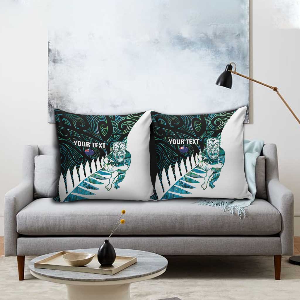 New Zealand Silver Fern Rugby Custom Pillow Cover Go All Black Turquoise Maori Paua Shell - Aussie Hoodie