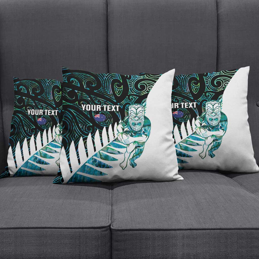 New Zealand Silver Fern Rugby Custom Pillow Cover Go All Black Turquoise Maori Paua Shell - Aussie Hoodie