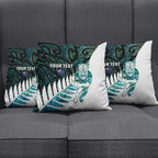 New Zealand Silver Fern Rugby Custom Pillow Cover Go All Black Turquoise Maori Paua Shell - Aussie Hoodie