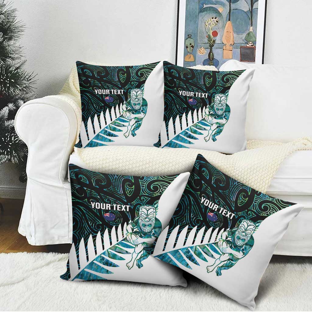 New Zealand Silver Fern Rugby Custom Pillow Cover Go All Black Turquoise Maori Paua Shell - Aussie Hoodie