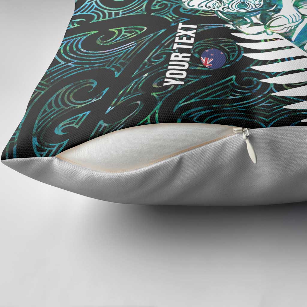 New Zealand Silver Fern Rugby Custom Pillow Cover Go All Black Turquoise Maori Paua Shell - Aussie Hoodie