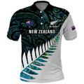 New Zealand Silver Fern Rugby Custom Polo Shirt Go All Black Turquoise Maori Paua Shell - Aussie Hoodie