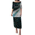 New Zealand Silver Fern Rugby Custom Puletasi Go All Black Turquoise Maori Paua Shell - Aussie Hoodie