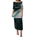 New Zealand Silver Fern Rugby Custom Puletasi Go All Black Turquoise Maori Paua Shell - Aussie Hoodie