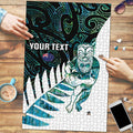 New Zealand Silver Fern Rugby Custom Puzzle Go All Black Turquoise Maori Paua Shell - Aussie Hoodie