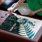 New Zealand Silver Fern Rugby Custom Puzzle Go All Black Turquoise Maori Paua Shell - Aussie Hoodie