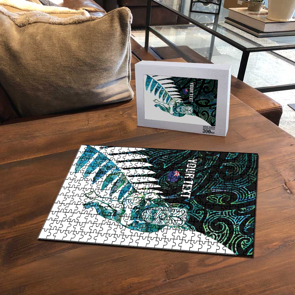 New Zealand Silver Fern Rugby Custom Puzzle Go All Black Turquoise Maori Paua Shell - Aussie Hoodie