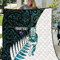 New Zealand Silver Fern Rugby Custom Quilt Go All Black Turquoise Maori Paua Shell - Aussie Hoodie