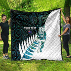 New Zealand Silver Fern Rugby Custom Quilt Go All Black Turquoise Maori Paua Shell - Aussie Hoodie
