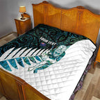 New Zealand Silver Fern Rugby Custom Quilt Go All Black Turquoise Maori Paua Shell - Aussie Hoodie