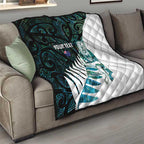 New Zealand Silver Fern Rugby Custom Quilt Go All Black Turquoise Maori Paua Shell - Aussie Hoodie