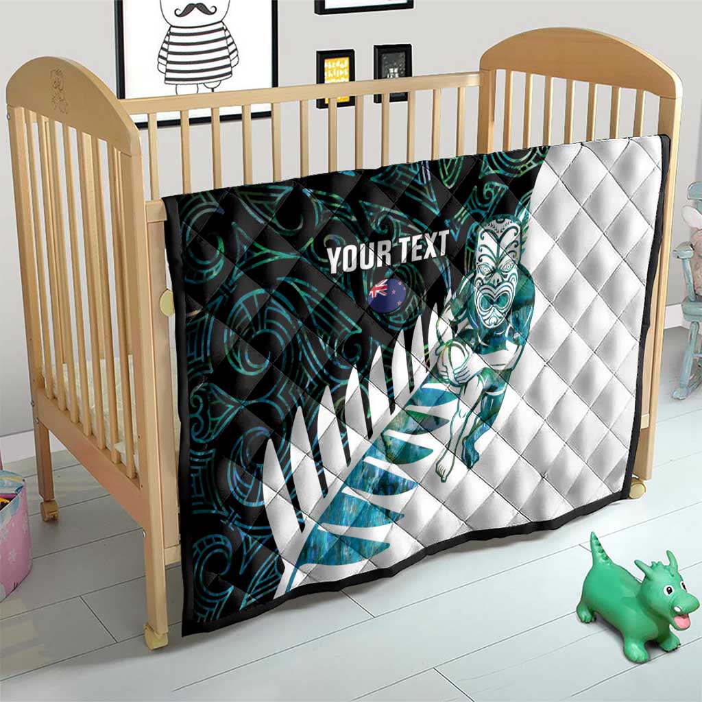 New Zealand Silver Fern Rugby Custom Quilt Go All Black Turquoise Maori Paua Shell - Aussie Hoodie