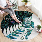 New Zealand Silver Fern Rugby Custom Round Carpet Go All Black Turquoise Maori Paua Shell - Aussie Hoodie