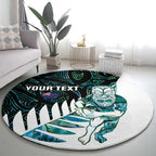 New Zealand Silver Fern Rugby Custom Round Carpet Go All Black Turquoise Maori Paua Shell - Aussie Hoodie