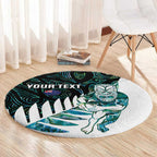 New Zealand Silver Fern Rugby Custom Round Carpet Go All Black Turquoise Maori Paua Shell - Aussie Hoodie