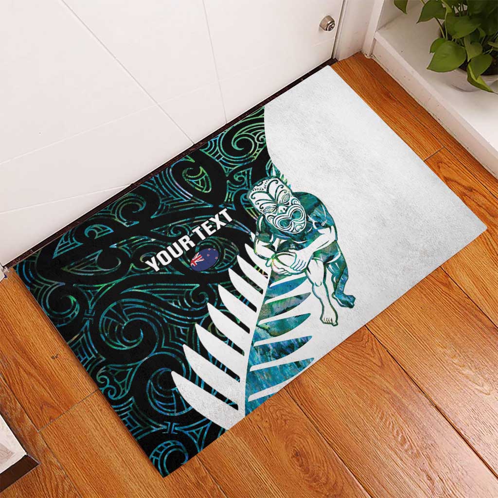 New Zealand Silver Fern Rugby Custom Rubber Doormat Go All Black Turquoise Maori Paua Shell - Aussie Hoodie