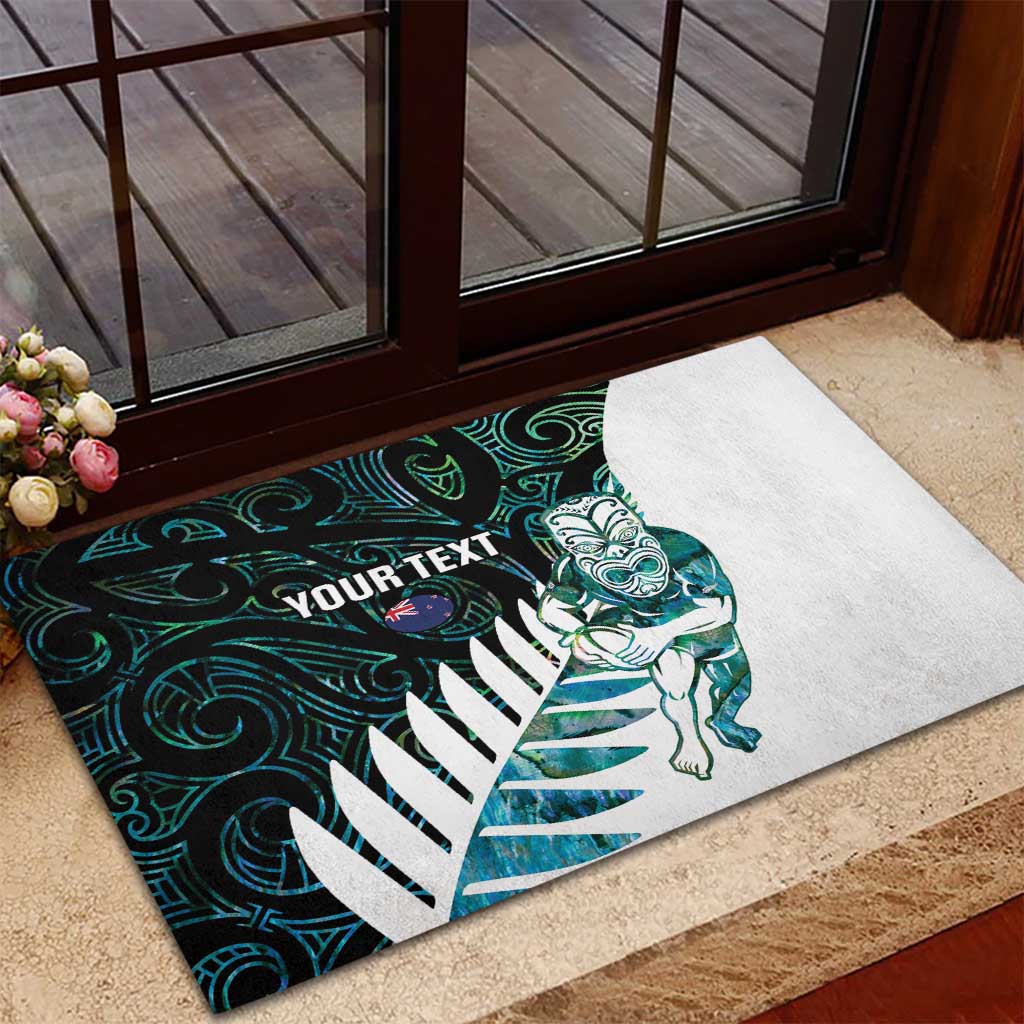New Zealand Silver Fern Rugby Custom Rubber Doormat Go All Black Turquoise Maori Paua Shell - Aussie Hoodie