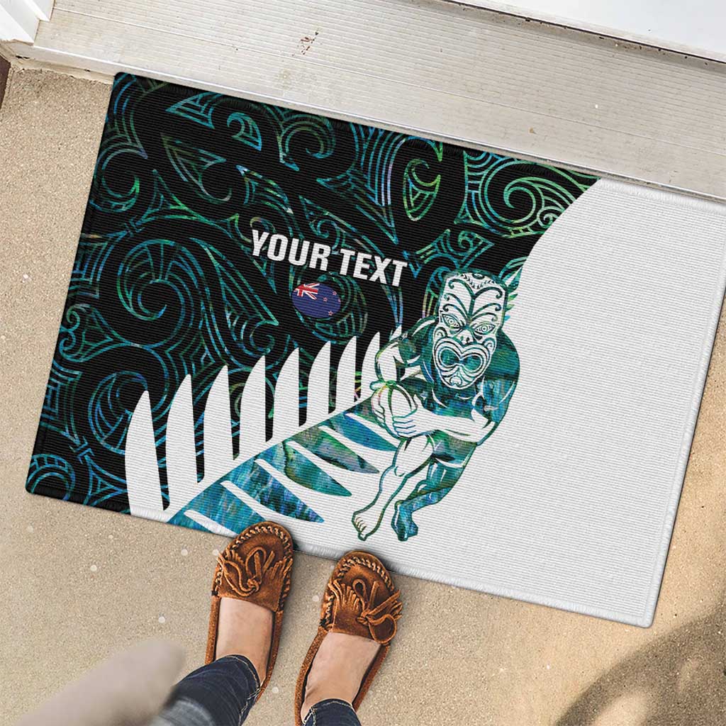 New Zealand Silver Fern Rugby Custom Rubber Doormat Go All Black Turquoise Maori Paua Shell - Aussie Hoodie