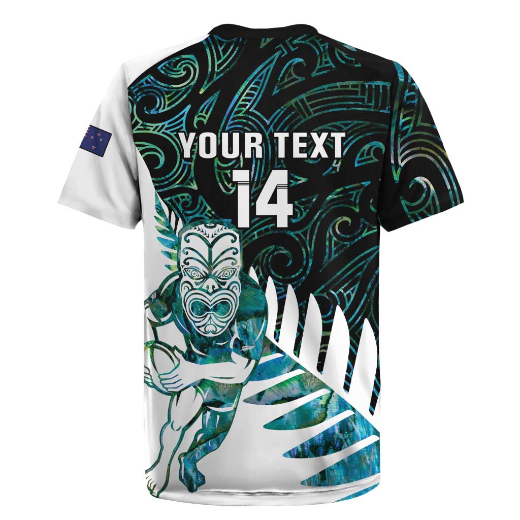 New Zealand Silver Fern Rugby Custom Rugby Jersey Go All Black Turquoise Maori Paua Shell - Aussie Hoodie