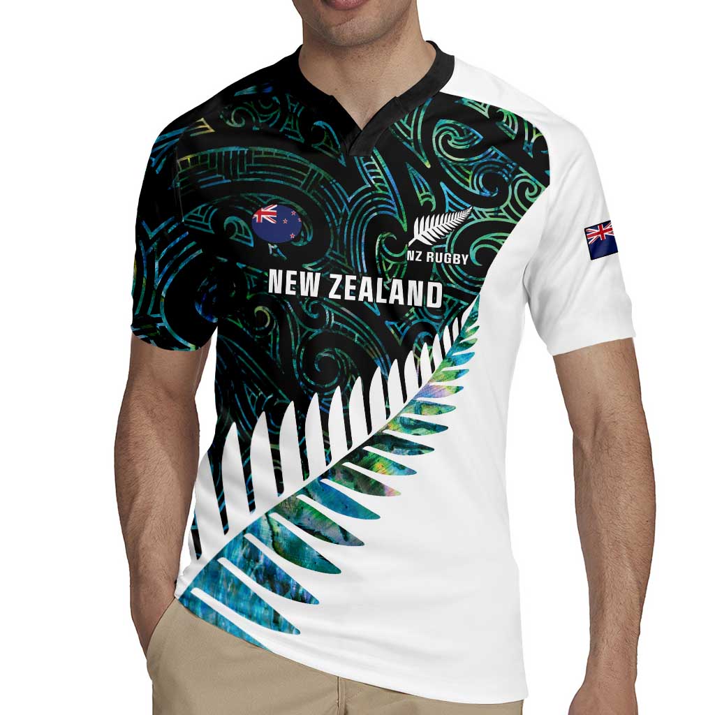 New Zealand Silver Fern Rugby Custom Rugby Jersey Go All Black Turquoise Maori Paua Shell - Aussie Hoodie