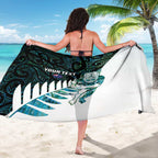 New Zealand Silver Fern Rugby Custom Sarong Go All Black Turquoise Maori Paua Shell - Aussie Hoodie