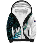 New Zealand Silver Fern Rugby Custom Sherpa Hoodie Go All Black Turquoise Maori Paua Shell - Aussie Hoodie