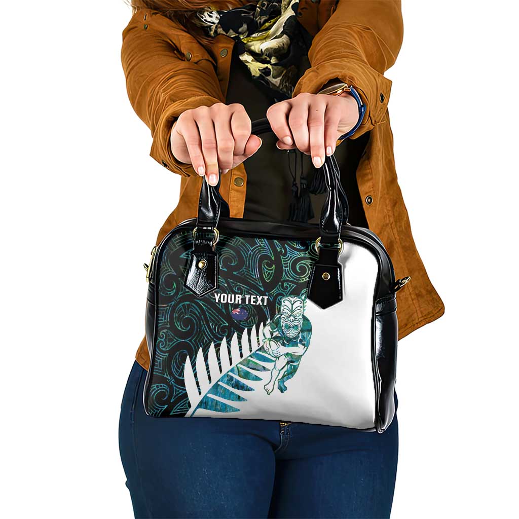 New Zealand Silver Fern Rugby Custom Shoulder Handbag Go All Black Turquoise Maori Paua Shell - Aussie Hoodie