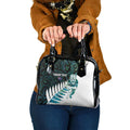 New Zealand Silver Fern Rugby Custom Shoulder Handbag Go All Black Turquoise Maori Paua Shell - Aussie Hoodie
