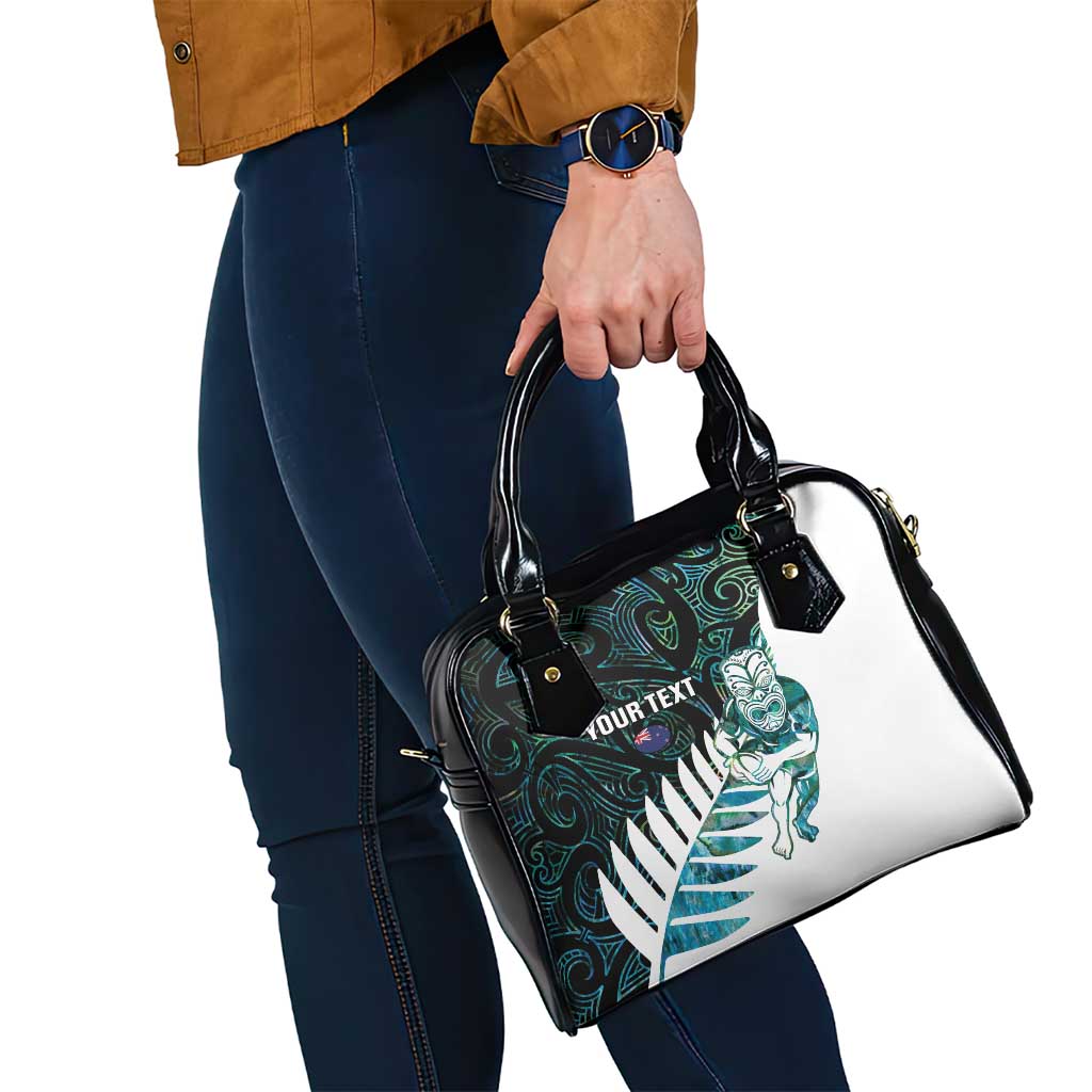 New Zealand Silver Fern Rugby Custom Shoulder Handbag Go All Black Turquoise Maori Paua Shell - Aussie Hoodie