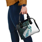 New Zealand Silver Fern Rugby Custom Shoulder Handbag Go All Black Turquoise Maori Paua Shell - Aussie Hoodie