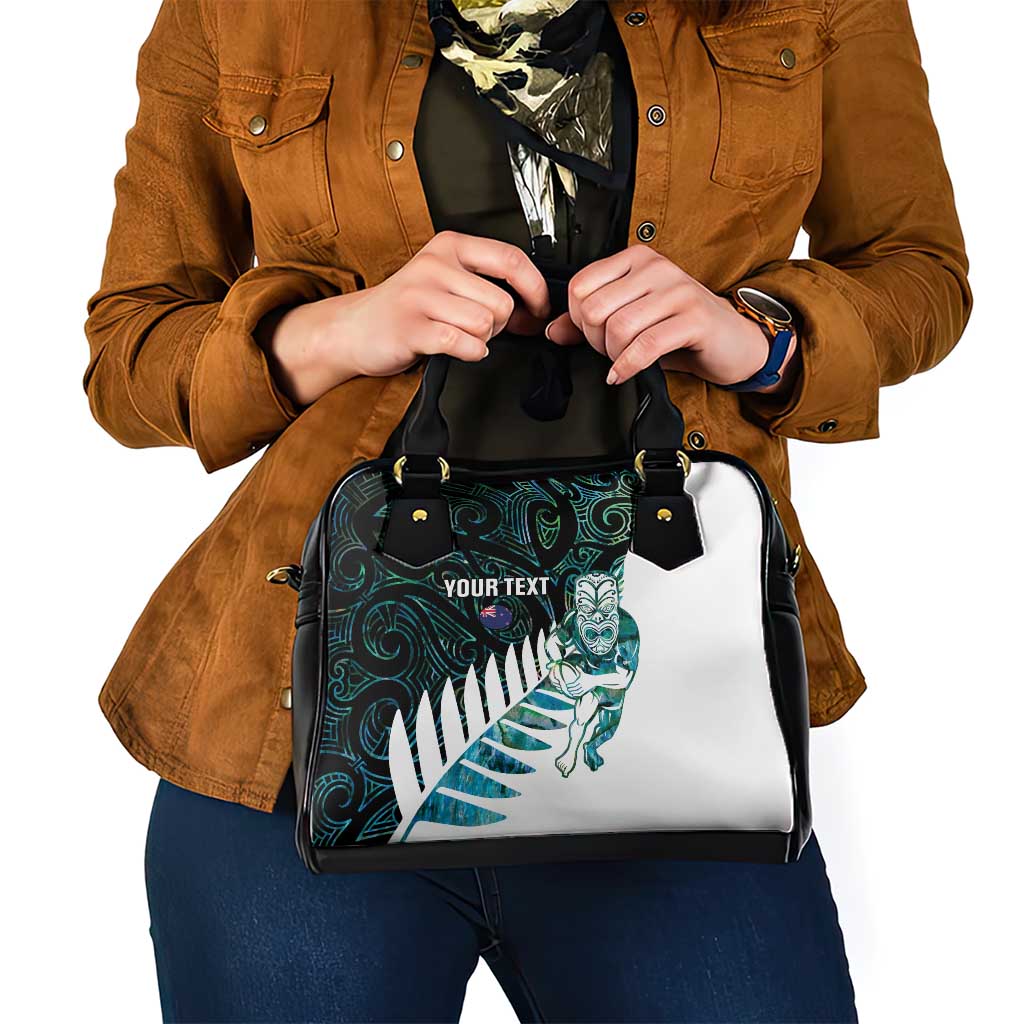 New Zealand Silver Fern Rugby Custom Shoulder Handbag Go All Black Turquoise Maori Paua Shell - Aussie Hoodie