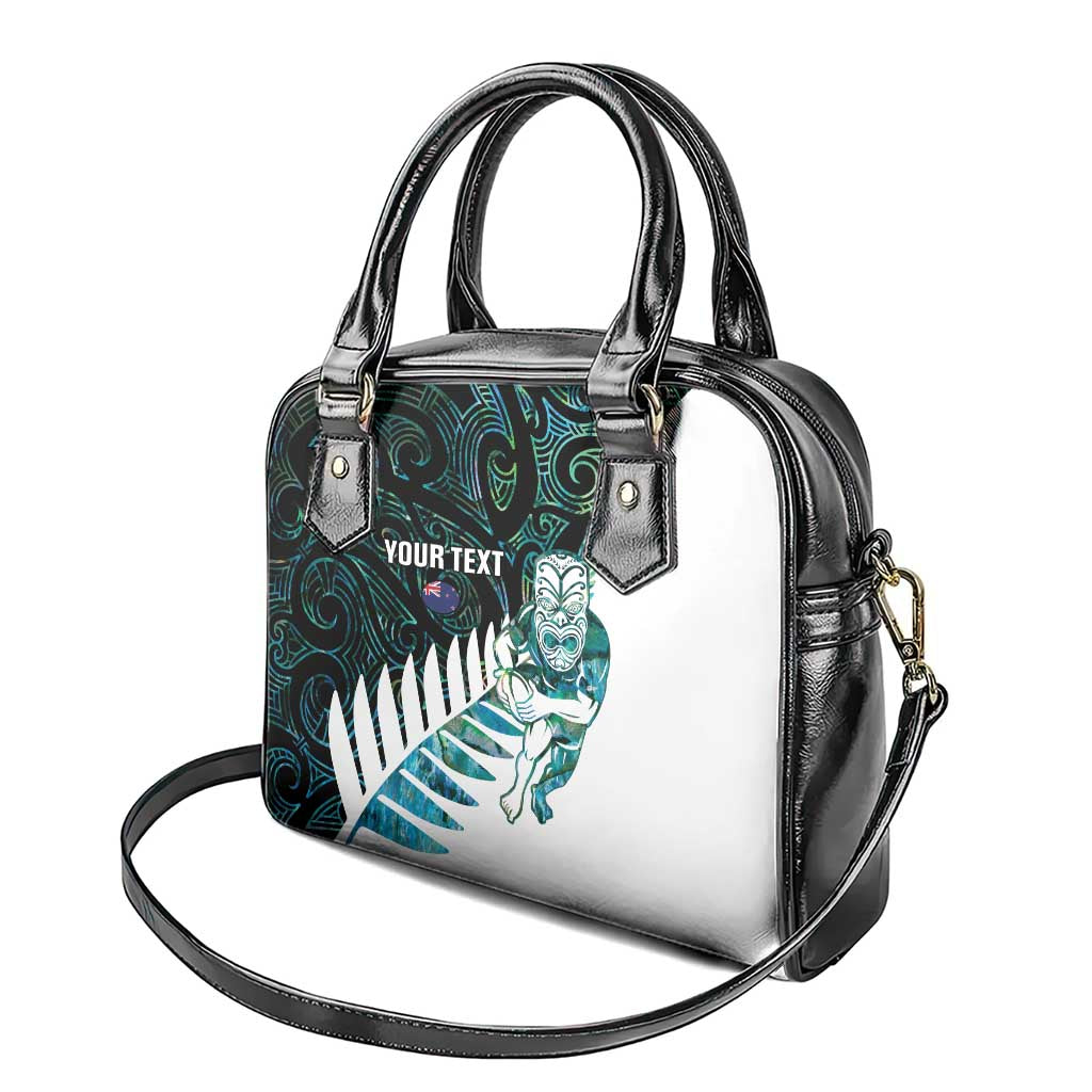 New Zealand Silver Fern Rugby Custom Shoulder Handbag Go All Black Turquoise Maori Paua Shell - Aussie Hoodie