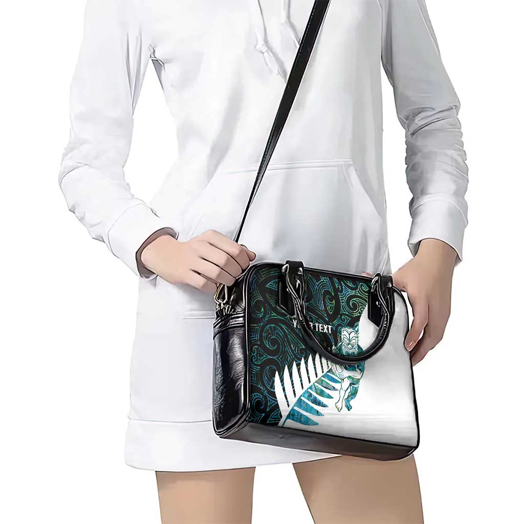 New Zealand Silver Fern Rugby Custom Shoulder Handbag Go All Black Turquoise Maori Paua Shell - Aussie Hoodie