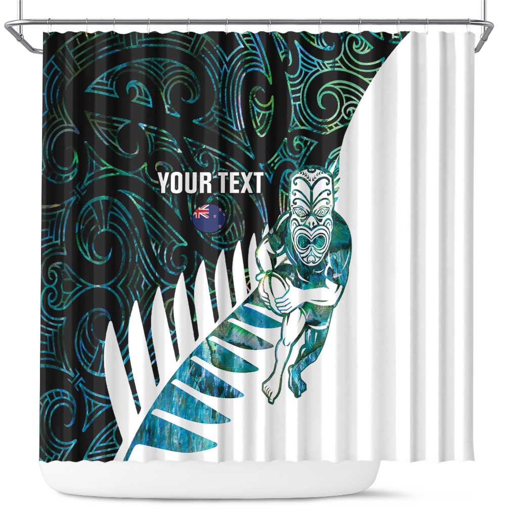 New Zealand Silver Fern Rugby Custom Shower Curtain Go All Black Turquoise Maori Paua Shell - Aussie Hoodie