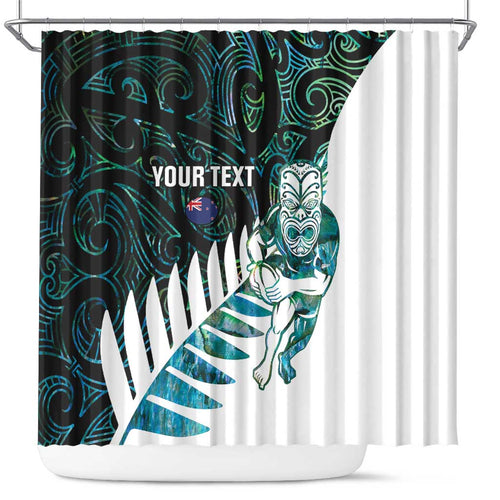 New Zealand Silver Fern Rugby Custom Shower Curtain Go All Black Turquoise Maori Paua Shell - Aussie Hoodie