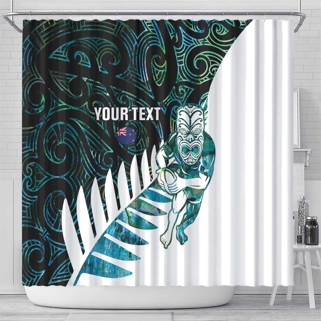 New Zealand Silver Fern Rugby Custom Shower Curtain Go All Black Turquoise Maori Paua Shell - Aussie Hoodie