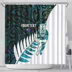 New Zealand Silver Fern Rugby Custom Shower Curtain Go All Black Turquoise Maori Paua Shell - Aussie Hoodie