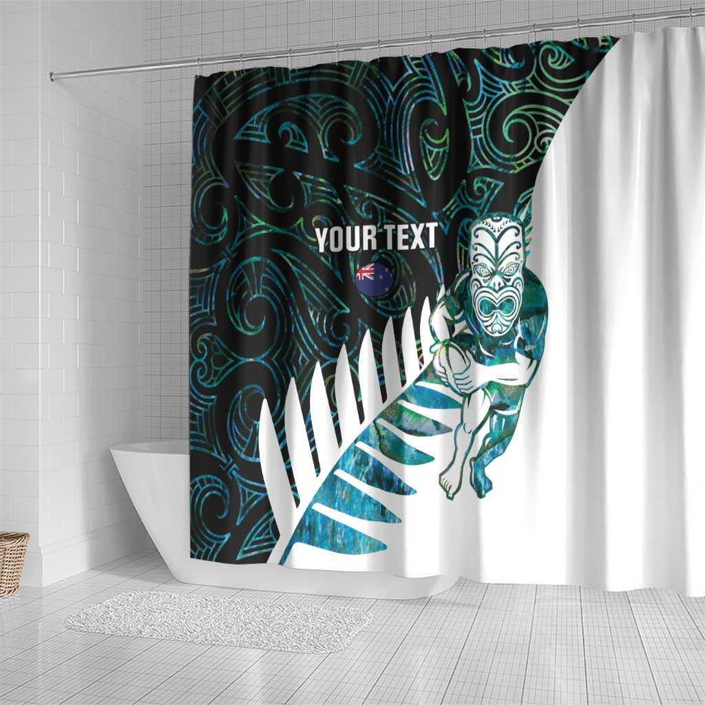 New Zealand Silver Fern Rugby Custom Shower Curtain Go All Black Turquoise Maori Paua Shell - Aussie Hoodie