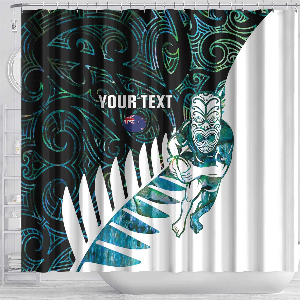 New Zealand Silver Fern Rugby Custom Shower Curtain Go All Black Turquoise Maori Paua Shell - Aussie Hoodie