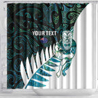 New Zealand Silver Fern Rugby Custom Shower Curtain Go All Black Turquoise Maori Paua Shell - Aussie Hoodie