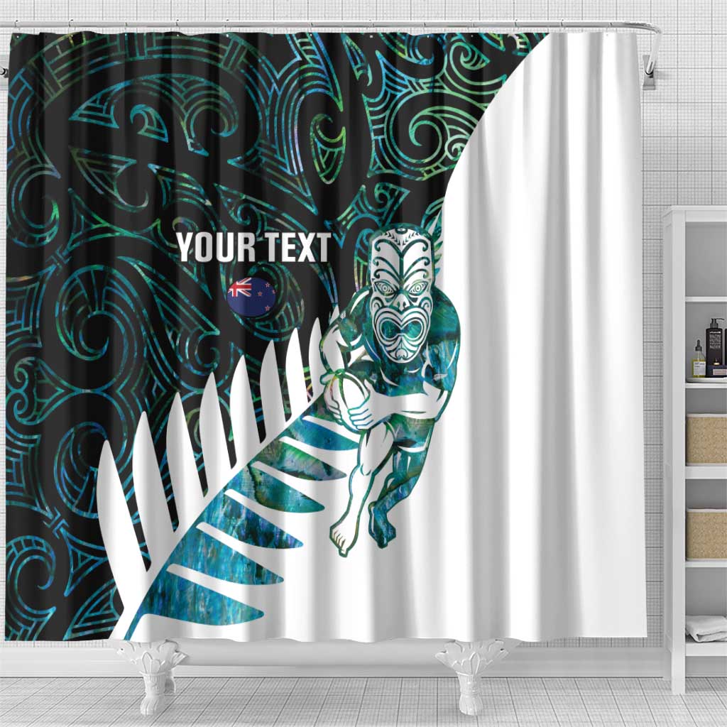New Zealand Silver Fern Rugby Custom Shower Curtain Go All Black Turquoise Maori Paua Shell - Aussie Hoodie