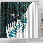New Zealand Silver Fern Rugby Custom Shower Curtain Go All Black Turquoise Maori Paua Shell - Aussie Hoodie